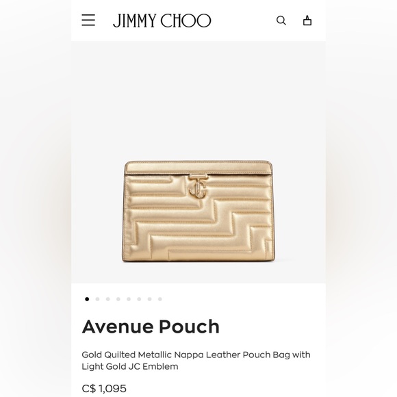 Jimmy Choo Avenue Pouch in gold Nappa Leather - Picture 1 of 7